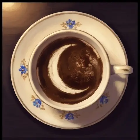 Kahve fincanında telveden oluşmuş hilal şekli