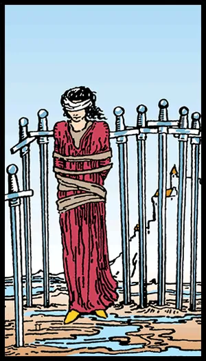 Kılıçların Sekizlisi tarot kartı