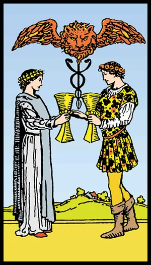 Kupaların İkilisi tarot kartı
