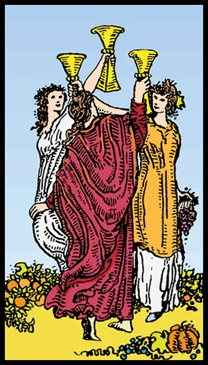 Kupaların Üçlüsü tarot kartı